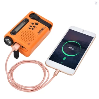 Hanrongda วิทยุฉุกเฉินกลางแจ้งแบบพกพา AM FM SW วิทยุพลังงานแสงอาทิตย์ Hand Crank พร้อมไฟฉาย LED 2000mAh แบตเตอรี่ SOS Alarm