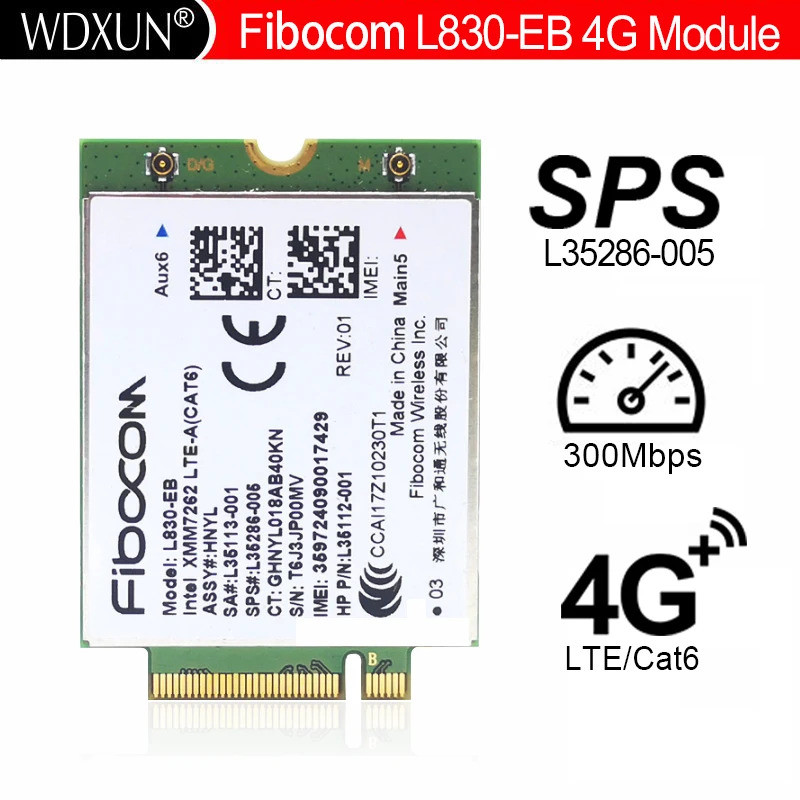 สําหรับ Fibocom L830-EB Cat6 4G LTE WWAN การ์ด L35286-005 Intel XMM 7262 LTE-Advanced 300Mbps HP 640