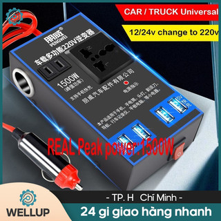 Bộ Chuyển Đổi Nguồn Xe Hơi 1500W Bộ Chuyển Đổi 4 USB Cổng DC 12V/24V Sang 220V Cho ô tô