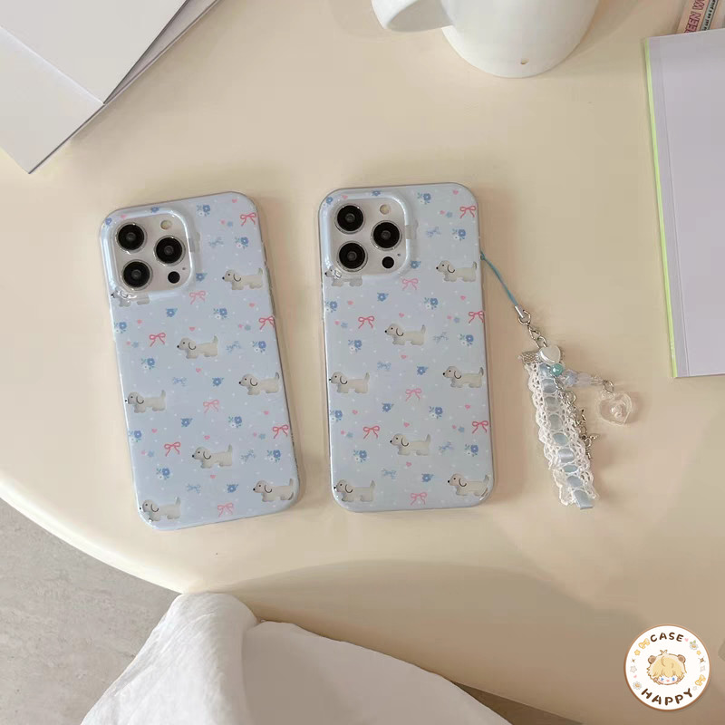 เคส Samsung A05S A06 A15 A51 A54 A23 A05 A04 A14 A12 A03 A13 A55 A50 A24 A32 A34 M12 ดอกไม้โรแมนติกน่ารักDachshundโบกบอน - รูปที่ 7