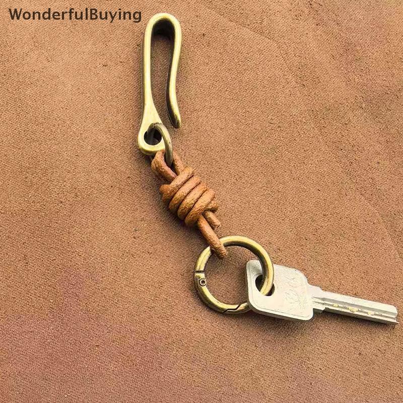 Wbth Vintage พวงกุญแจหนังแท้อุปกรณ์เสริมคุณภาพสูง Cowhide Key Chain สําหรับผู้ชายแฟชั่น U-waist Keyring Hook Vary