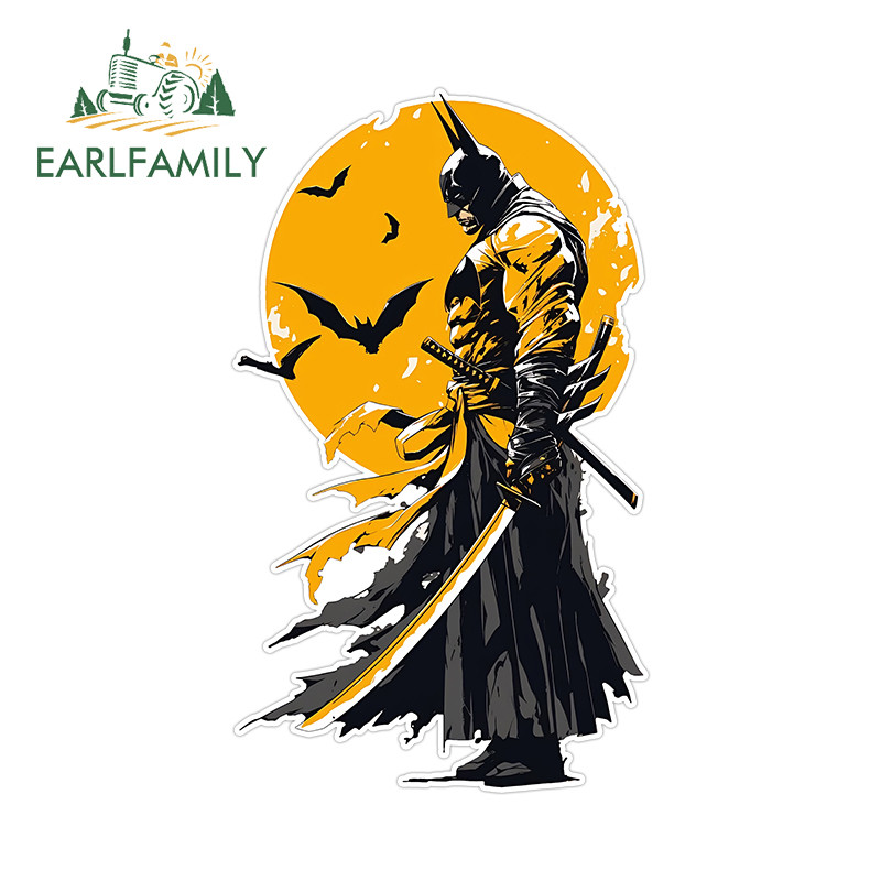 Earlfamily Batman Samurai สติกเกอร์รถ Occlusion Scratch Caravan กระจกกระเป๋าเดินทางไวนิล Decal บุคลิกภาพกันน้ํารถสินค้า