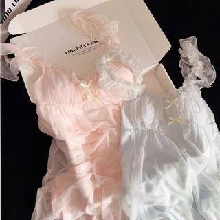 ลูกไม้กับแผ่นหน้าอกเจ้าหญิง Nightdress ฤดูร้อนสไตล์ใหม่หวานชุดนอน Homewear รุ่นคุณภาพสูง