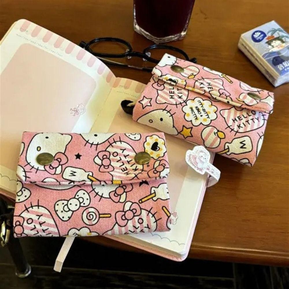 Hobbyin กระเป๋าใส่เหรียญ,การ์ตูน HelloKitty พับเปลี่ยนเงิน,กระเป๋าสตางค์ผ้าใบที่ทนทานหญิง