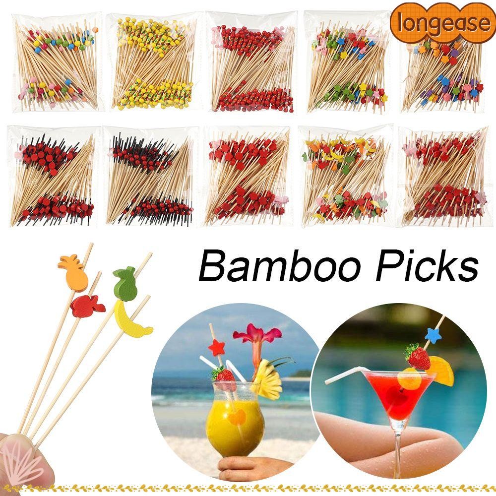 Longe 100 ชิ้นไม้ไผ่ Picks Picnic Party Supplies สลัดแซนวิชไม้จิ้มฟัน Cupcake ผลไม้ส้อมไม้จิ้มฟัน Skewer Handmade ไม้จิ้มฟัน