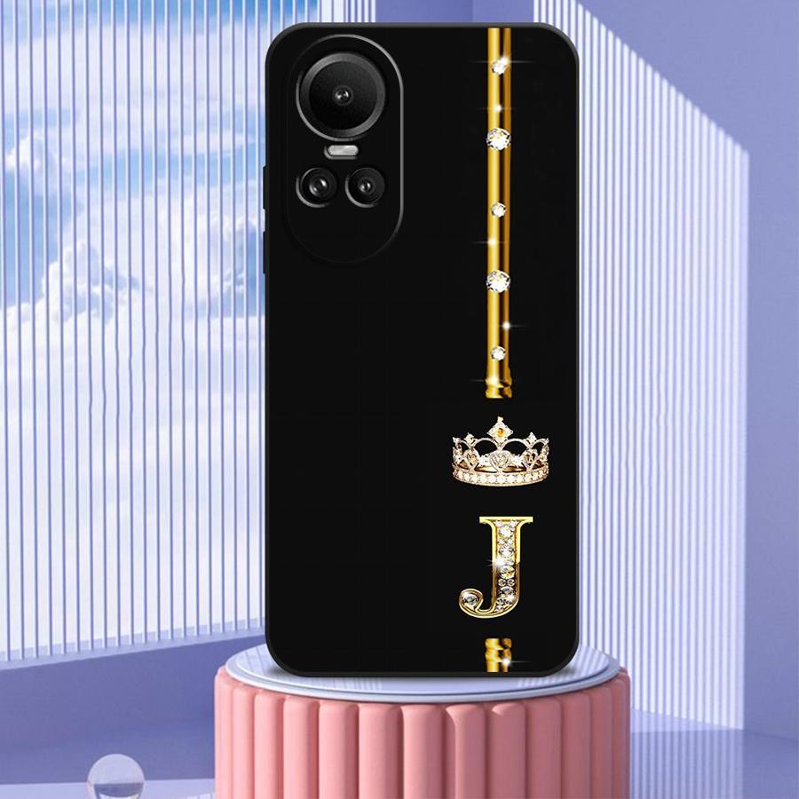 เคสโทรศัพท์ดีไซน์มงกุฎเพชรที่มีตัวอักษร J เหมาะสำหรับโทรศัพท์ซีรีส์ OPPO A98, A78, A76, A58, A57, A3