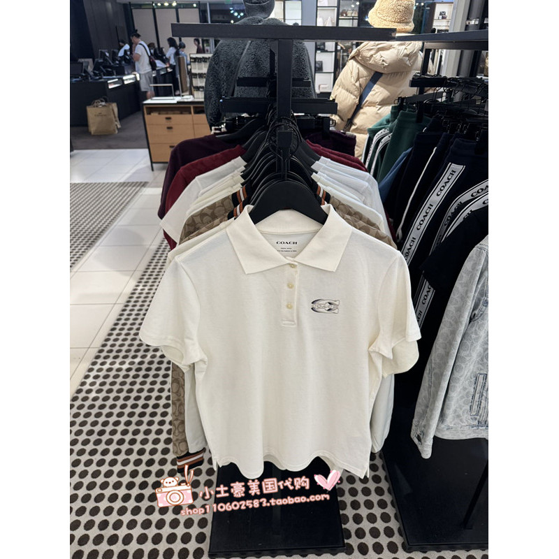Coach COACH CJ481 Classic LOGO เสื้อโปโลคอกลมแขนสั้น