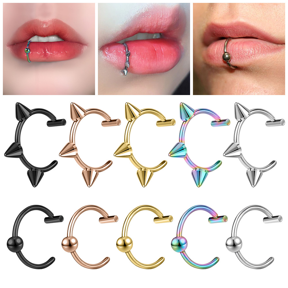 1 ชิ้น สเตนเลส คลิปปาก เข็ม รูปตัว C คลิป ที่มีสีสัน ไม่ต้องเจาะ แหวน ลิปบอล รูปร่างเดียว ต่างหู แหวน เครื่องประดับร่างกาย