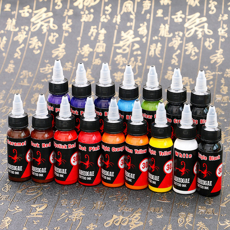 【Preferred】Aiheogaeหมึกสัก 1 ออนซ์ 30 ml 16 สีสำหรับสักลายชุดหมึกสักลายมืออาชีพดั้งเดิมเครื่องมือสักลายมือ