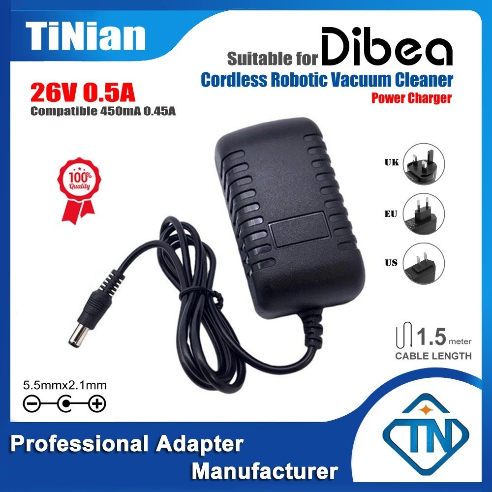 26V 0.5A 450mA 0.45A เครื่องชาร์จอะแดปเตอร์สำหรับ Dibea F8 Pro FS001 HS22130 AB K7 K9 K30 V006 V007 