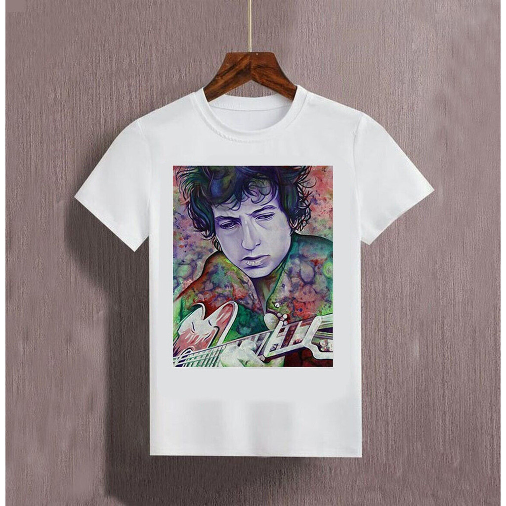 เสื้อยืดแขนสั้น พิมพ์ลาย Bob Dylan Music สีขาว365707