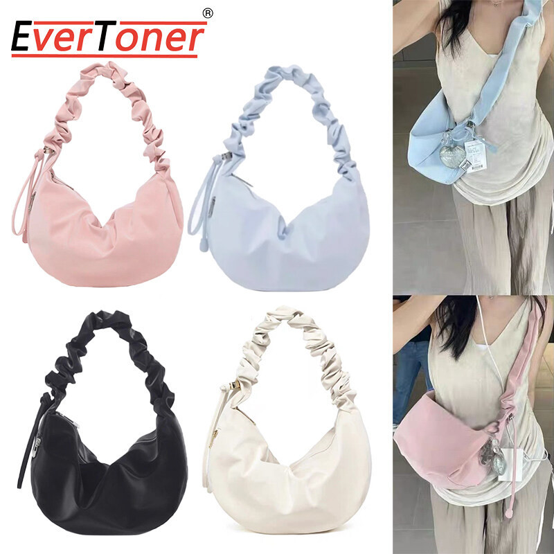 Evertoner กระเป๋าสะพายไหล่ สะพายข้าง กระเป๋าช้อปปิ้ง จุของได้เยอะ สีพื้น สไตล์เกาหลี สําหรับผู้หญิง