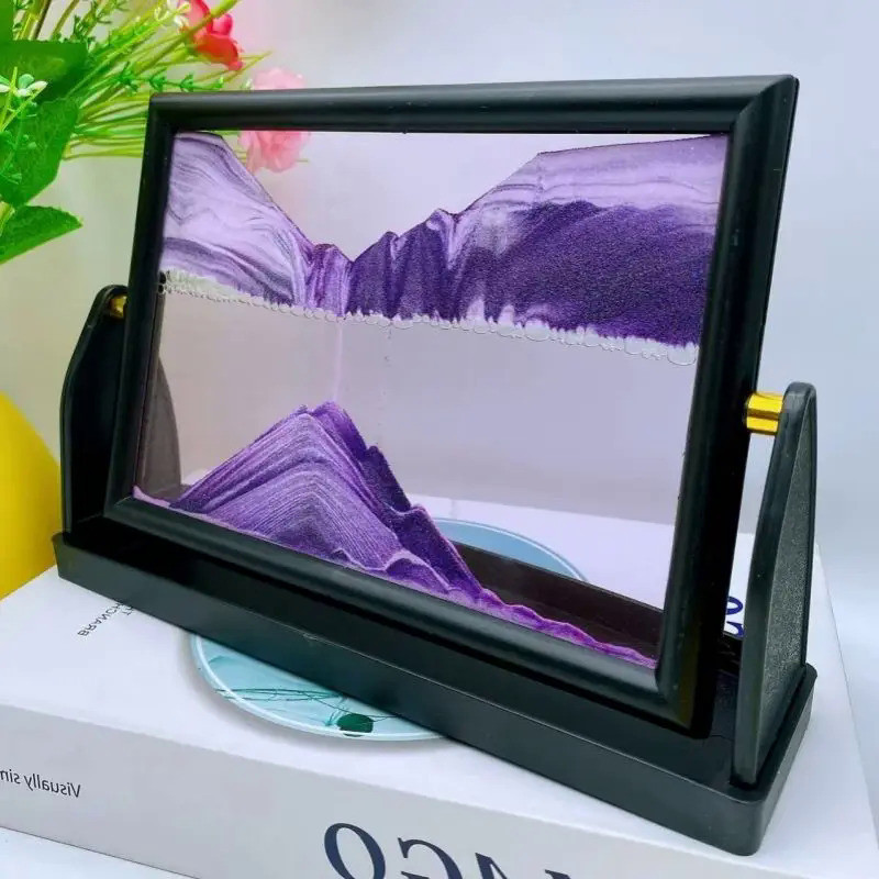 Creative Moving Sand Art Painting Square Glass 3D Deep Sea Sandscape Quicksand Hourglass Rotatable F