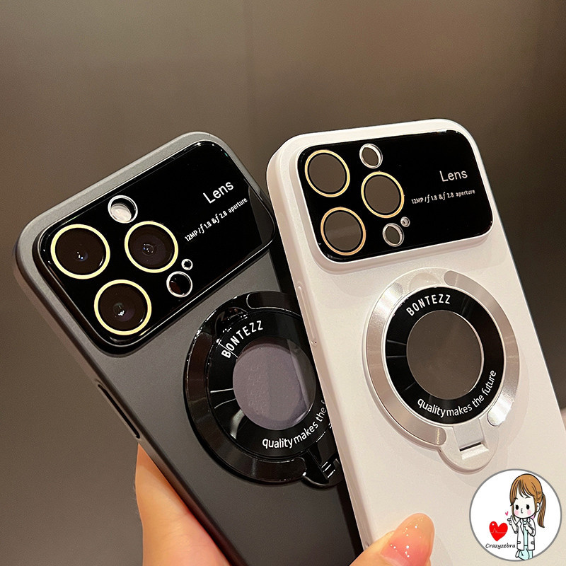 เคสโทรศัพท์มือถือ PC แบบแข็ง ขนาดใหญ่ มีขาตั้งแม่เหล็ก สําหรับ iPhone 15 14 13 12 Pro Max