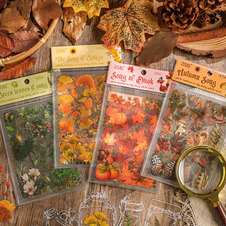 Journamm สติกเกอร์ PET ลายดอกไม้ และใบไม้ สําหรับตกแต่งสมุดภาพ เครื่องเขียน 8 ชิ้น ต่อแพ็ค