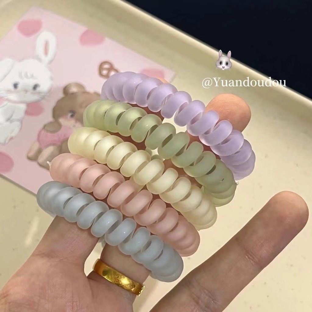 สไตล ์ เกาหลีฤดูใบไม ้ ร ่ วงฤดูหนาว bm สี Series Frosted สายโทรศัพท ์ ผมแหวนยางรัดผมหญิงแถบคาดศีรษะยืดหยุ ่ นสูงทนทานไม ่ มีรอยต ่ อผมเชือก