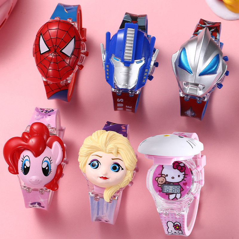 นาฬิกาข้อมืออิเล็กทรอนิกส์ ลายการ์ตูน Sanrio kuromi melody Cinnamoroll Ultraman แบบเรืองแสง เหมาะกับของขวัญ สําหรับเด็กอนุบาล - รูปที่ 2