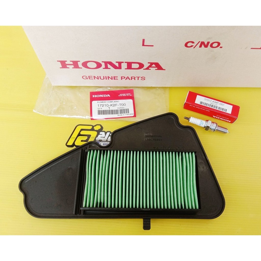 17210-K2F-T00/31917-KWP-D01ไส้กรองอากาศพร้อมหัวเทียนแท้HONDA Scoopyi ปี2021-2024/รวม2ชิ้น