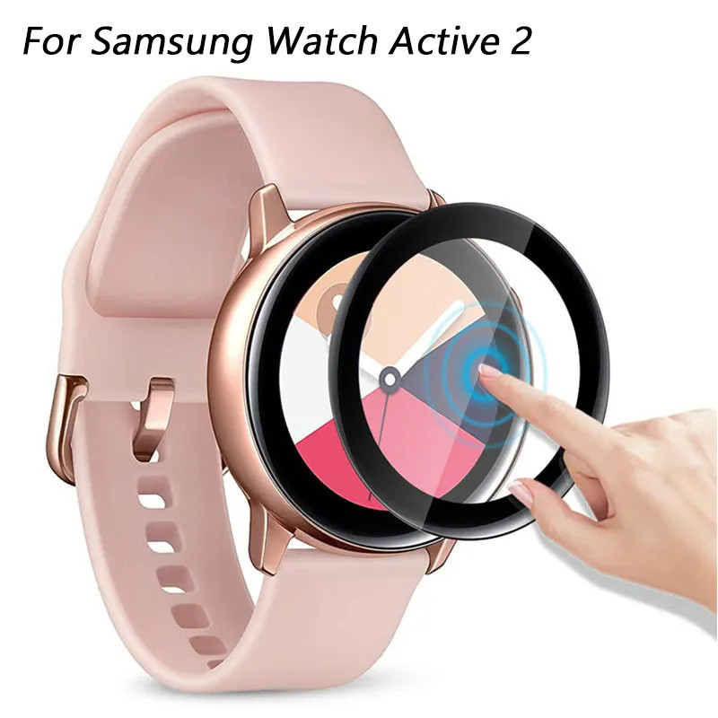 Samsung WatchActive WatchActive2 Fit3 Fit2 100D HD โค้ง ขอบสีดํา ฟิล์มกระจกนิรภัย สําหรับ Samsung Watch Active 2 40 มม. 44 มม. Fit 3 2 ป้องกันลายนิ้วมือ ป้องกันหน้าจอสมาร์ทวอทช์