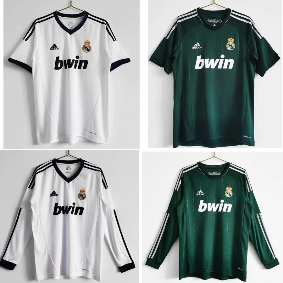 เสื้อยืดแขนยาว ลายทีมชาติฟุตบอล Real Madrid 2012 2013 ชุดเหย้า สไตล์เรโทร