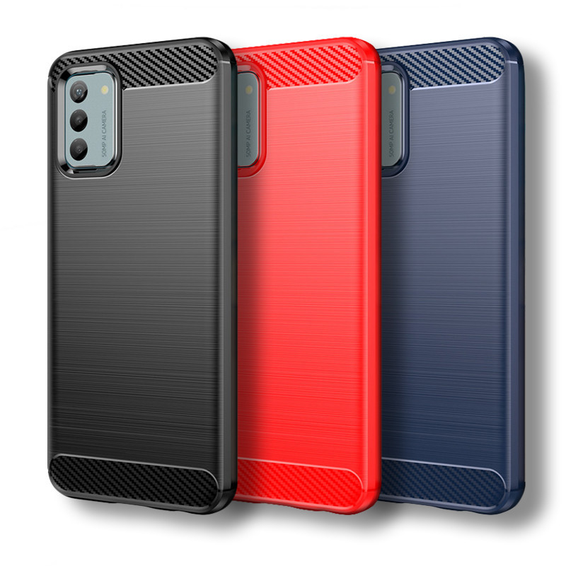 สําหรับ Nokia C32 กรณี Nokia C32 C31 C22 C21 Plus C21 C12 Pro ฝาครอบคาร์บอนไฟเบอร์ซิลิโคนกันกระแทกกั