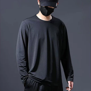 เสื้อยืดแขนยาวลําลอง ผ้าเรยอน แบบบาง ผ้าตาข่าย แฟชั่นทันสมัย สําหรับผู้ชาย ไซซ์ M - 5XL