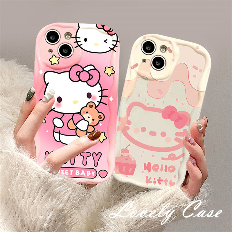 เคสโทรศัพท์มือถือ TPU นิ่ม ขอบโค้ง ลายการ์ตูนคิตตี้น่ารัก สําหรับ Samsung A55 A35 A25 A15 S24 S23 Ultra A05s A14 A34 A54 A03s A04s A23 A13 A33 A53 A22 A52s A32 A51 A50s A30s