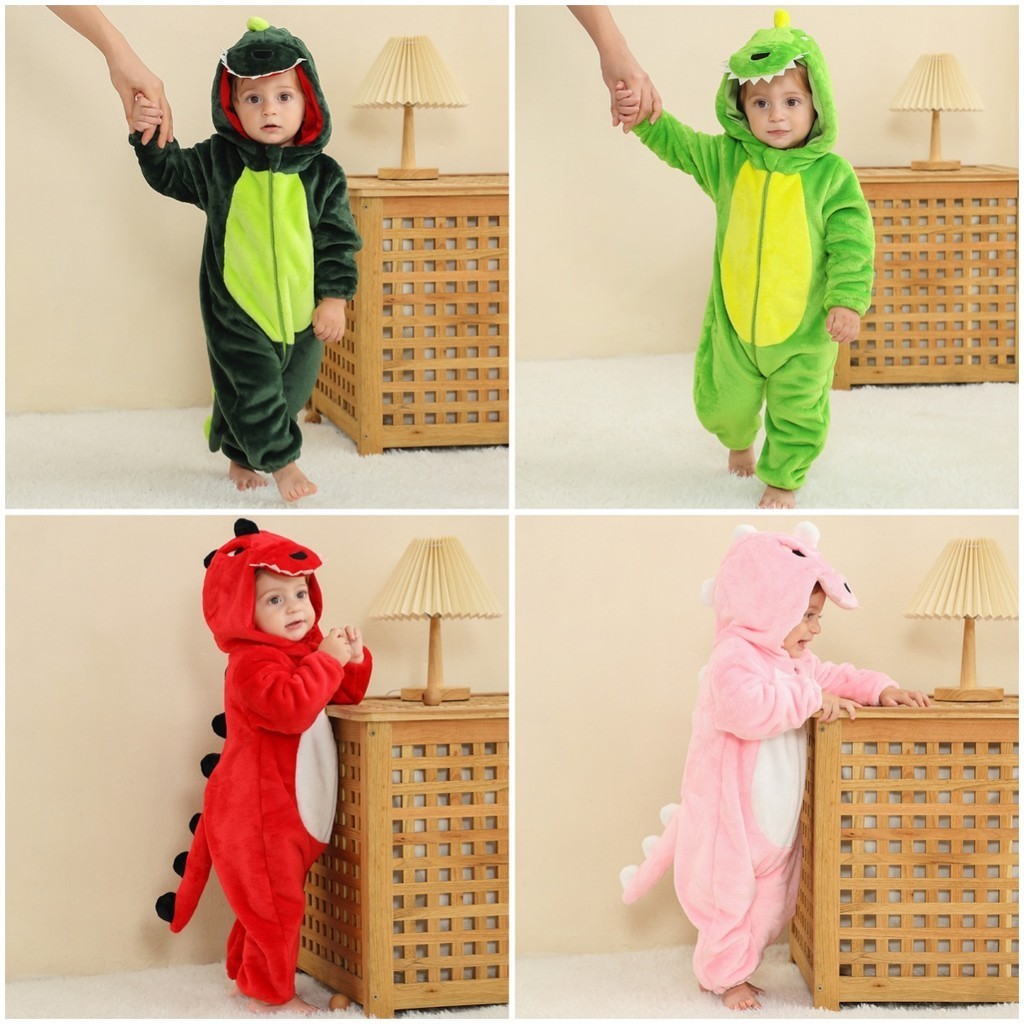 เด ็ ก Kigurumi ไดโนเสาร ์ การ ์ ตูน Romper เด ็ กทารกสัตว ์ Jumpsuit เด ็ กผู ้ หญิงคอสเพลย ์ ชุดนอนเครื ่ องแต ่ งกาย