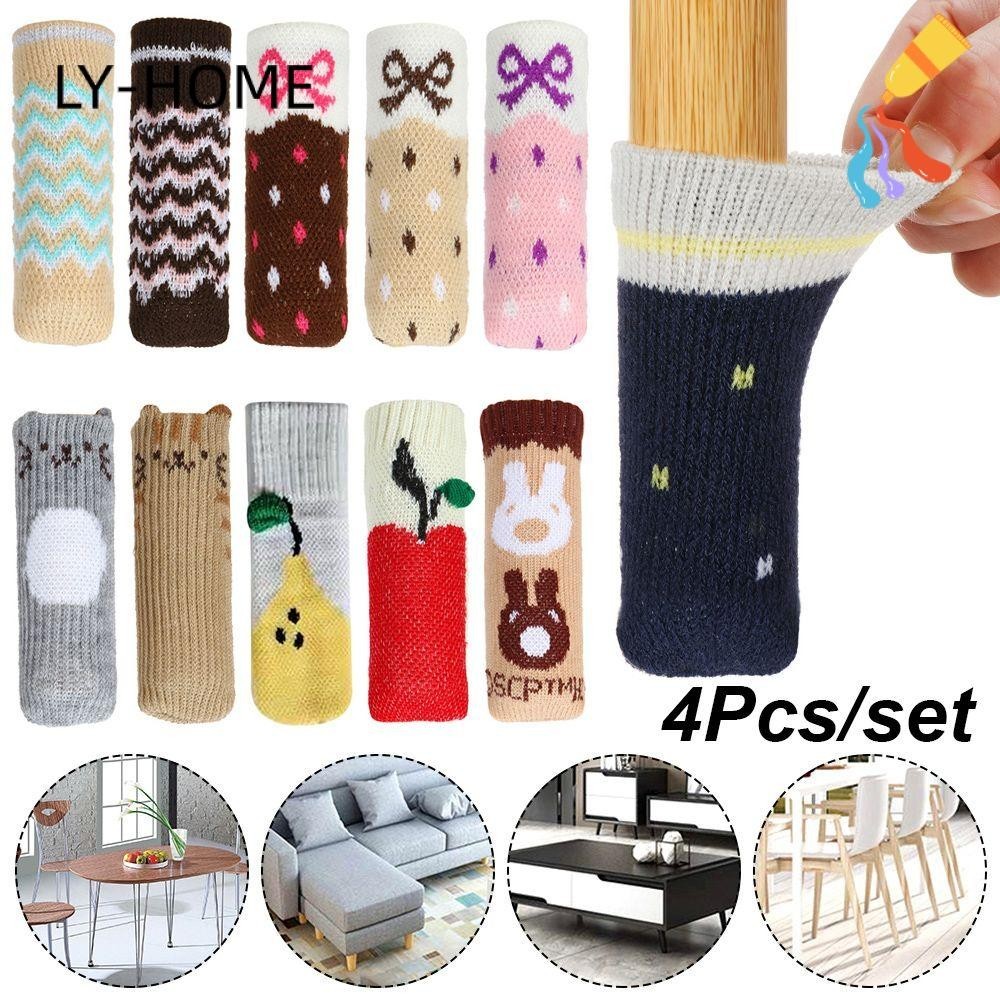 Ly 4 ชิ้น / เซต ถุงเท้าเก้าอี้ สากล ป้องกันเสียงรบกวน กันลื่น เคสป้องกันพื้น