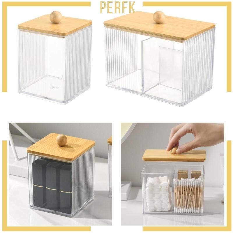[Perfk ] Qtip Dispenser,ภาชนะสําลีพร ้ อมฝาปิด , ที ่ ใส ่ เครื ่ องสําอาง , ที ่ ใส ่ ไม ้ กวาดแต ่ งหน ้ า , ขาตั ้ ง