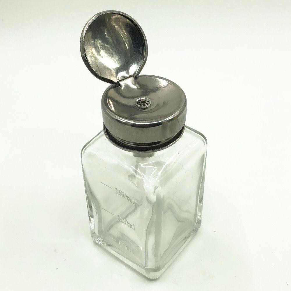 Desmond Push Down ปั ๊ ม Dispenser , Clear Square Clear Refillable Bottle , คอนเทนเนอร ์ เครื ่ องสําอางแก ้ ว 180ml/120ml Thicken Liquid ปั ๊ มขวด Facial Toner