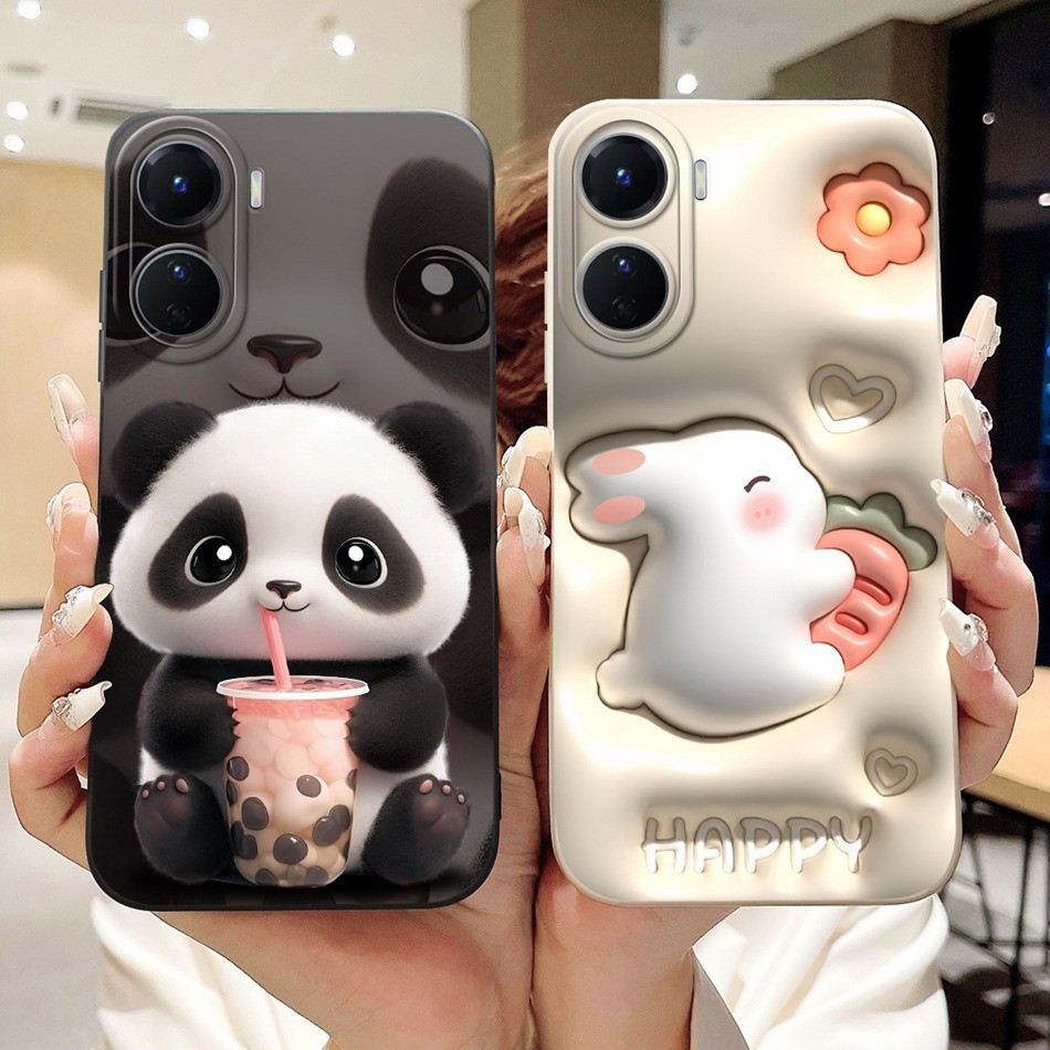 For Xiaomi Poco C65 2023 Lens Protective Casing PocoC65 C 65 4G Cute Duck Cat Astronaut Cartoon Candy Color Soft Silicone Case