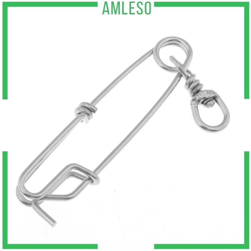 [ Amleso ] คลิปตกปลาสายยาวสแตนเลส Snap fishing Connector ตกปลาทะเล Silvery 13 ซม