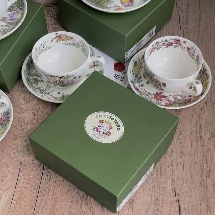 ญี่ปุ่น Noritake Zewu Hayao Miyazaki น่ารักเพื่อนบ้านของฉัน Totoro Fresh Bone China ถ้วยกาแฟในครัวเรือนหรูหรากล่องของขวัญ