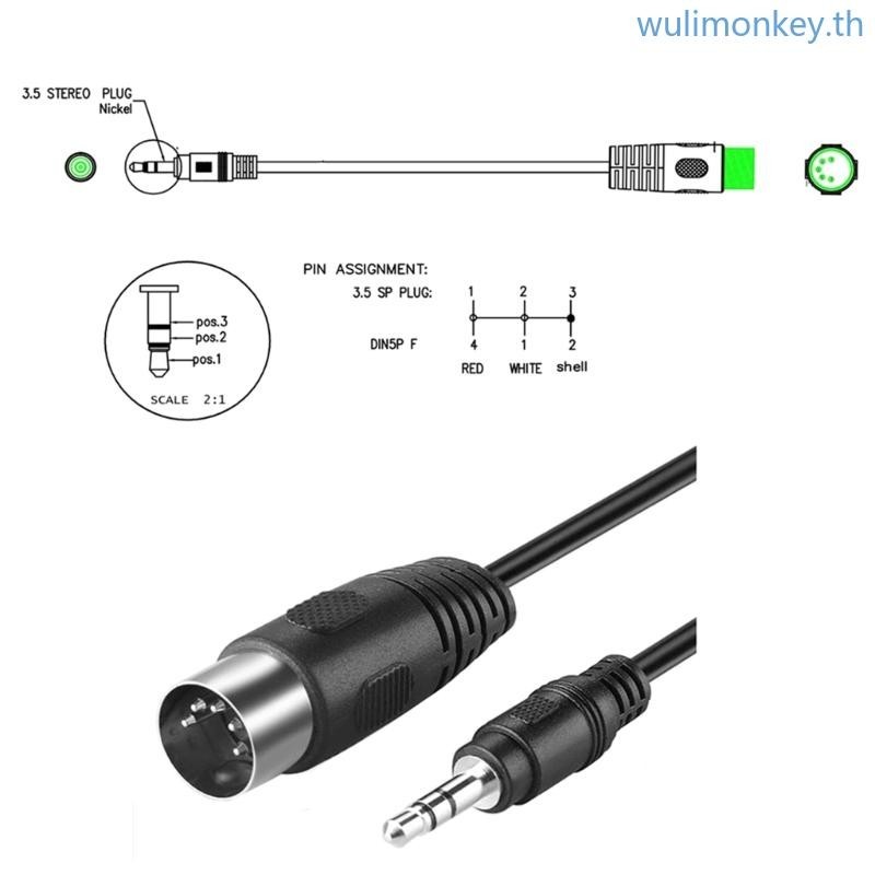 Wu 5-Pin Din-ชายสาย 3 5 มม.ชาย MIDI Din 5 Pin MIDI ชายหญิงสาย