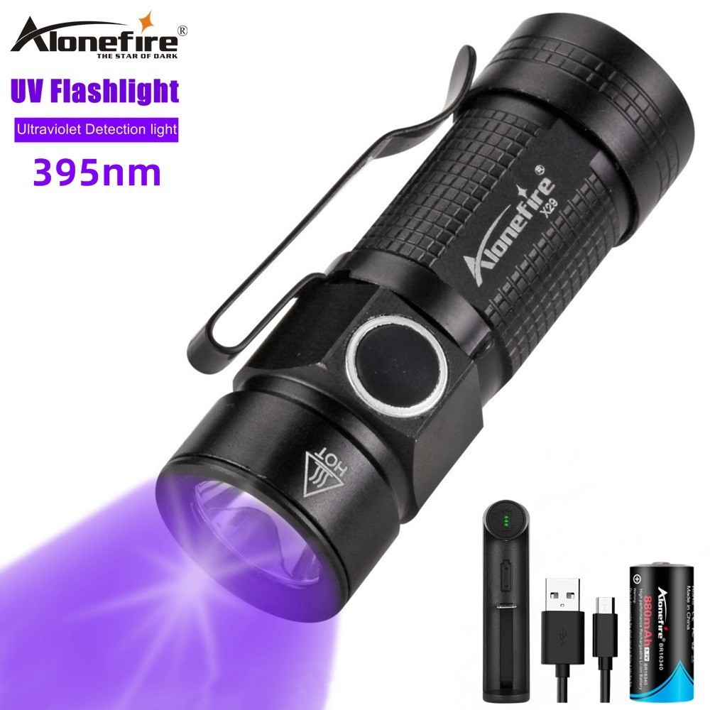 Alonefire X29UV 3 Mode Mini Flashlights UV Blacklight 395nm Torch Detector For Pets Urine And Stains