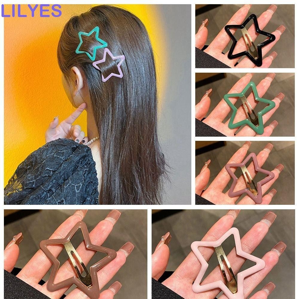Lilyes Star BB คลิปผม , Pentagonal Star Hollow Side Barrettes, ส ่ วนบุคคลโลหะผสมที ่ มีสีสัน Headwear Y2k Hairpin Travel