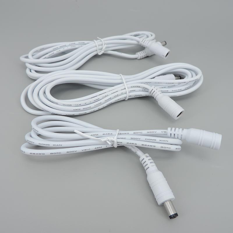 1/1.5/3/5 M สีขาว 12V DC ชายหญิง 5.5x2.1 มม.ขยายแจ็คสายเคเบิลอะแดปเตอร์ 22awg 3A connector สายไฟปลั๊ก thh1