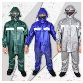 912 Rubberized Vulcanized High Quality Blue Dark Green Motorcycle Raincoat Eye Neck Cover Reflector