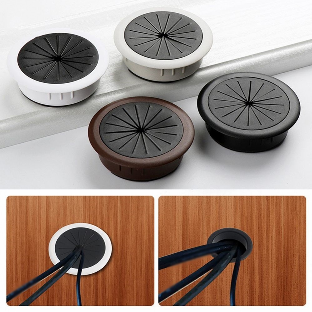 Abs โต ๊ ะสายไฟ Organizer Wire Hole Cover Line Outlet Port Threading กล ่ องคอนซีลเลอร ์