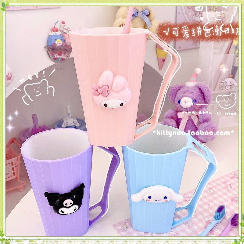 youngtime Sanrio Mouthwash Cup ถ้วยน้ำหนาความจุขนาดใหญ่ ที่วางแปรงสีฟัน แปรงสีฟัน ที่เก็บยาสีฟัน ถ้วย Kuromi Cinnamoroll youngtime