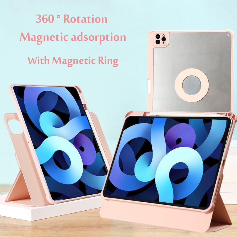 เคสสําหรับ iPad Pro 11 13 M4 2024 7th Gen A2926 360° การหมุนพร้อมฝาครอบวงแหวนแม่เหล็กสําหรับ iPad Air 11 2024 Air 6th Gen air6 2024 Air 13 A2903