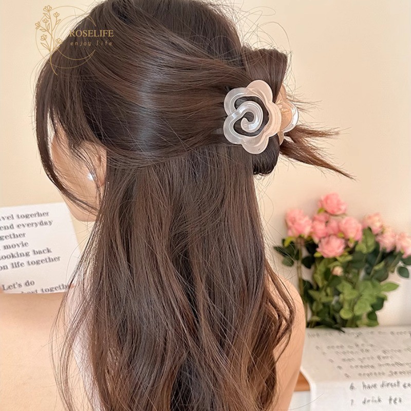 Roselife Minimalist เรซิ่น Mini หวานน่ารัก Camellia ผม Claw คลิปสําหรับผู้หญิงสาวแฟชั่นดอกไม้ Hairpins Clamps ผู้ถือผมหางม้าทุกวันอุปกรณ์จัดแต่งทรงผม