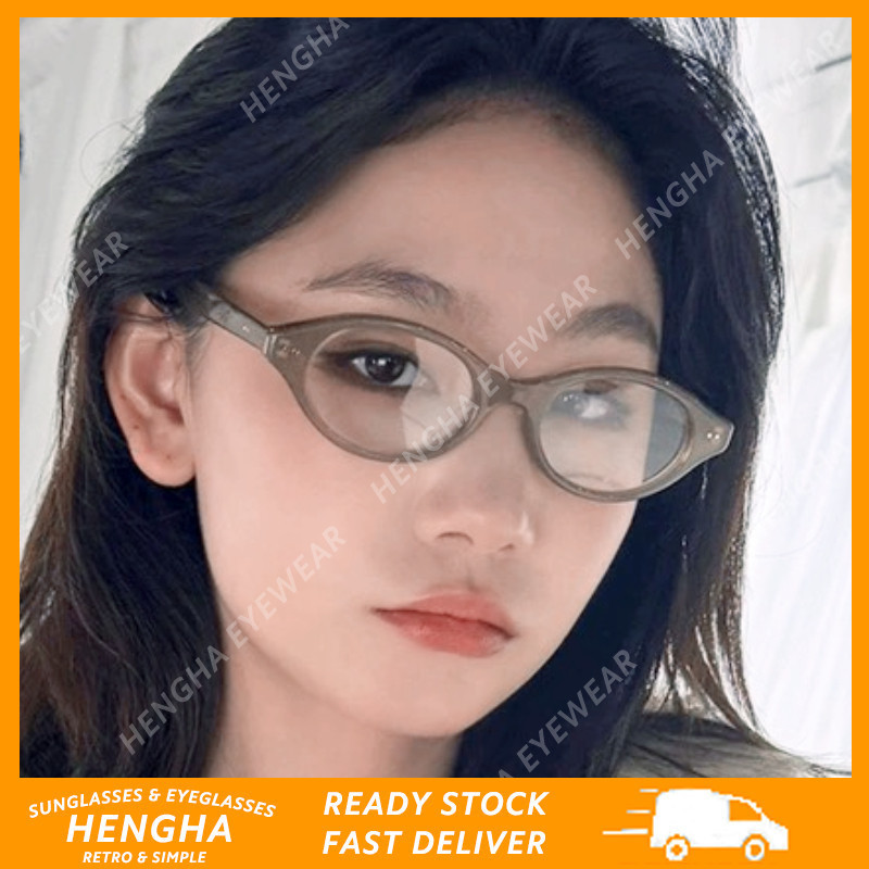 (HENGHA  สีกากีรูปไข ่ กรอบแว ่ นตาป ้ องกันแสงสีฟ ้ าแฟชั ่ นเกาหลีแว ่ นตาตาแมว – โปรปัง