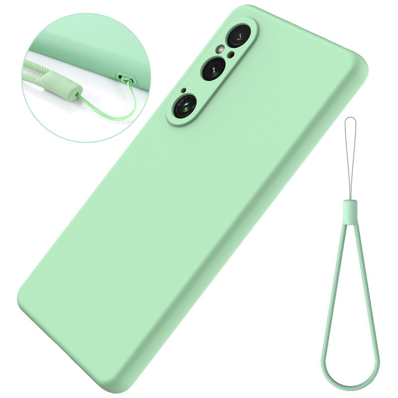 สําหรับ Sony Xperia 1 VI, 10 VI Case ELVEV Soft Premium Liquid Silicone Strap Cover พร ้ อม Flocking