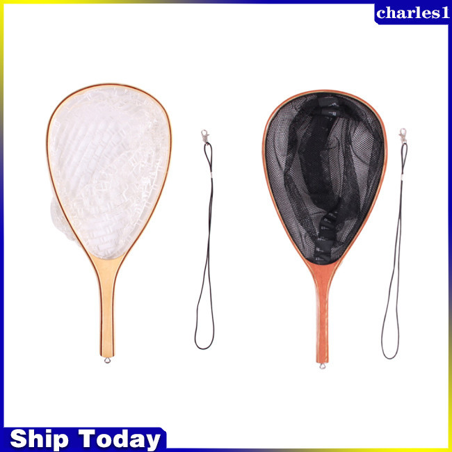 Charles Fly Fishing Landing ยางปลาเทราท์จับและปล่อยสุทธิ, ตาข่ายลงจอดตกปลาพร้อมเสาไม้, 24.2x106 นิ้วสําหรับ