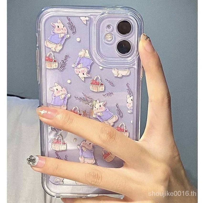 เคสโทรศัพท์ดอกไม้กระต่ายน่ารัก iPhone13 เหมาะสําหรับ Apple 14/12 ขอบตรง 11 นุ่ม xr หญิง 678p 0D8S
