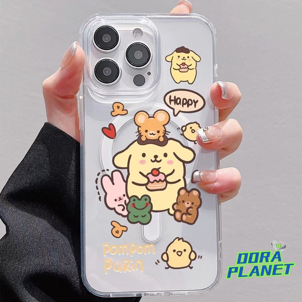 แม่เหล็กชาร์จไร้สายเคสโทรศัพท์เข้ากันได้สําหรับiphone 15Pro Max 14Plus 13 XS Max 11Pro 12Mini XR X 8 7 XSขนมพุดดิ้งสัตว์Ultra Hybrid Cozness Cover