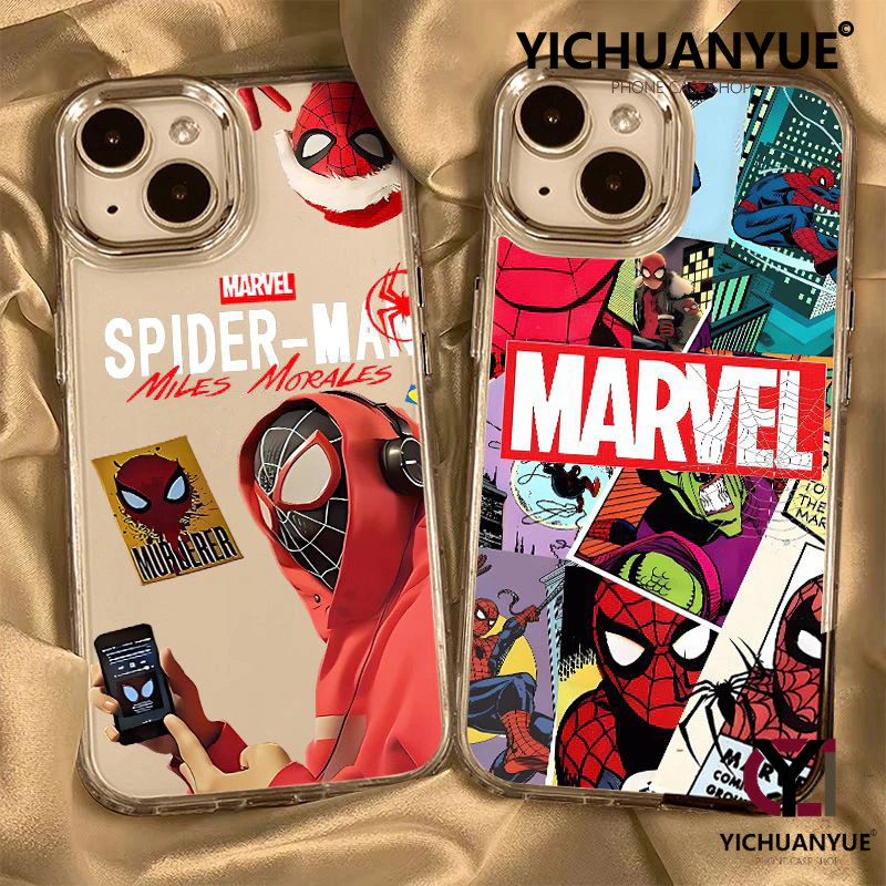 สำหรับ iPhone 11 13 12 14 15 16 pro Max XR Xsmax 6 7 8 14 15 16 Plus SE 2020 สไปเดอร์ เคสไอโฟนเคสใสกันกระแทกเคสซิลิโคน