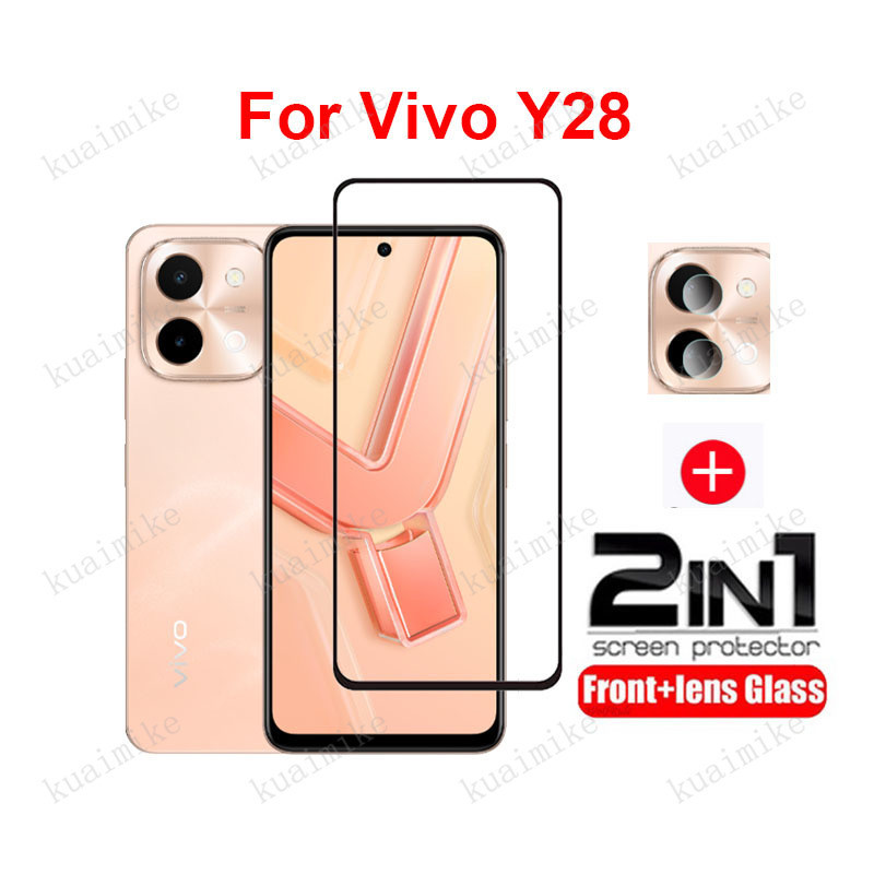 ฟิล์มกระจก สำหรับ Vivo Y28 กระจกนิรภัย HD ป้องกันหน้าจอ สำหรับ Vivo 18 18e 100 4G Y17s V30 V29 V27 Pro V30e V29e V27e 5G ฟิล์มกระจกกันเลนส์กล้อง & ฟิล์มหลัง